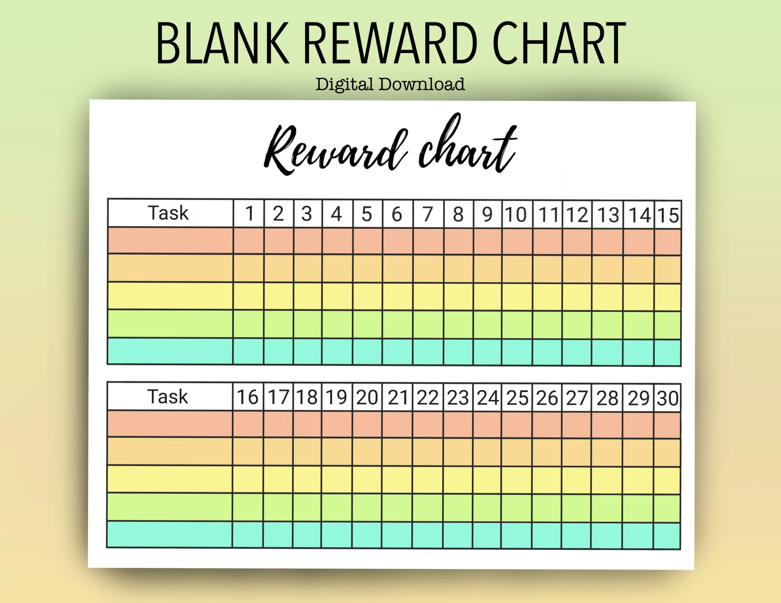 Kids Printable Blank Reward Chart Monthly Sticker Prize Chart Etsy Hong Kong
