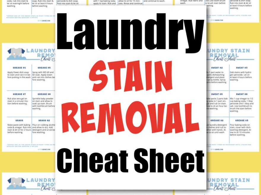 Laundry Stain Removal Cheat Sheet Printable Cut The Grime