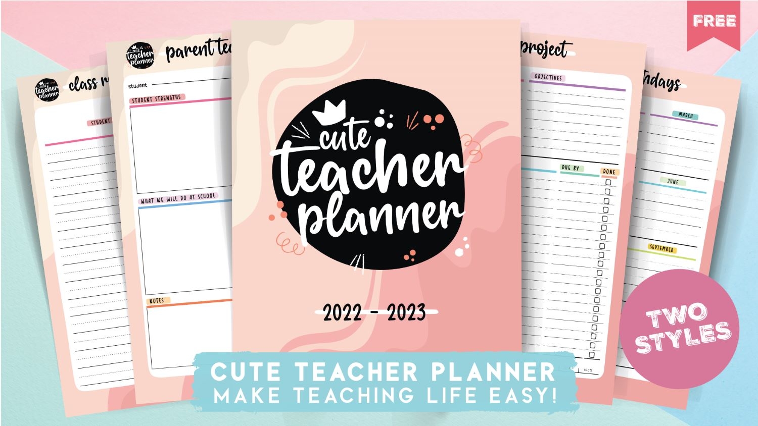 Free Printable Color Teacher Planner Free Printable Color Teacher Planner