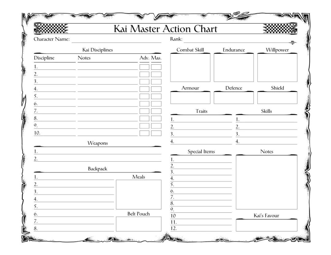 Lone Wolf Adventure Game Action Chart The Voyager s Workshop Lone Wolf Adventure Game Action Chart The Voyager s Workshop