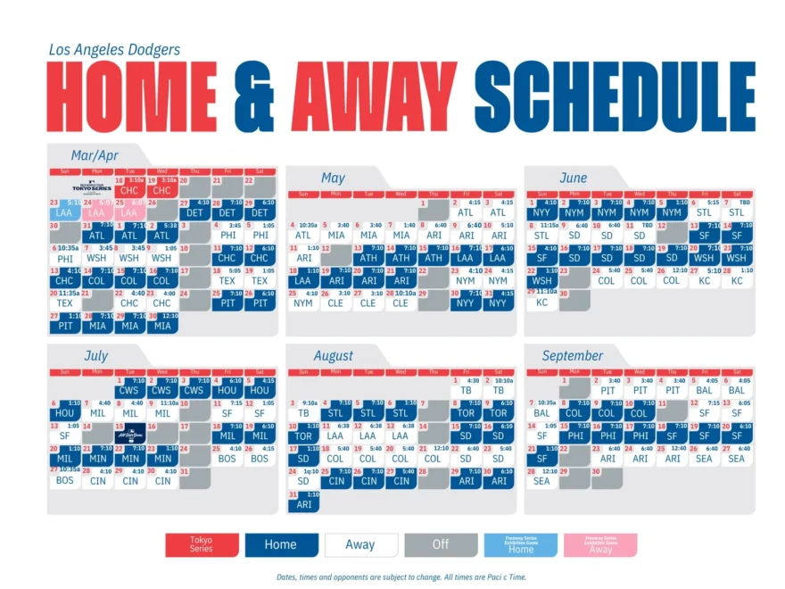 Los Angeles Dodgers Schedule 2025 Printable PDF Download For FREE