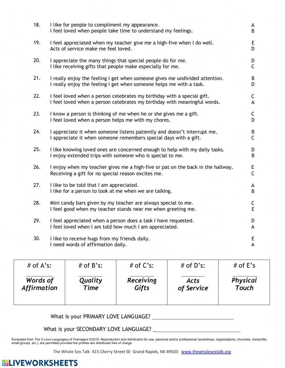 Love Language Quiz For Kids Aalpert Live Worksheets Library Love Language Quiz For Kids Aalpert Live Worksheets Library