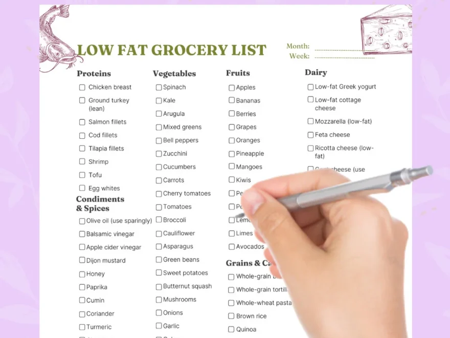 Low Fat Meals Low Fat Foods List Low Fat Food Grocery List Low Fat Diet Plan Low Fat Food Recipe Planner Printable Interactive Etsy