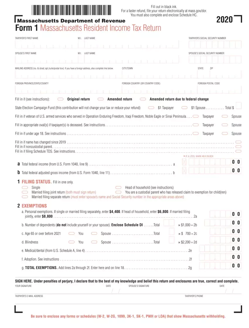 Ma Form Resident Fill Out Printable PDF Forms Online