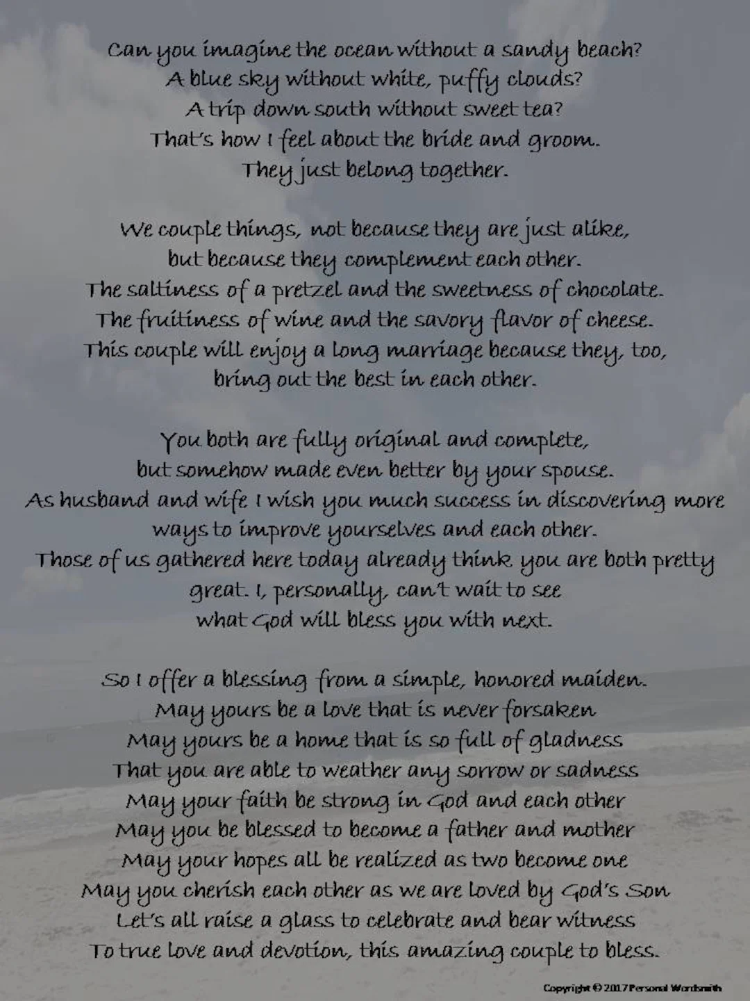 Printable Wedding Toast List