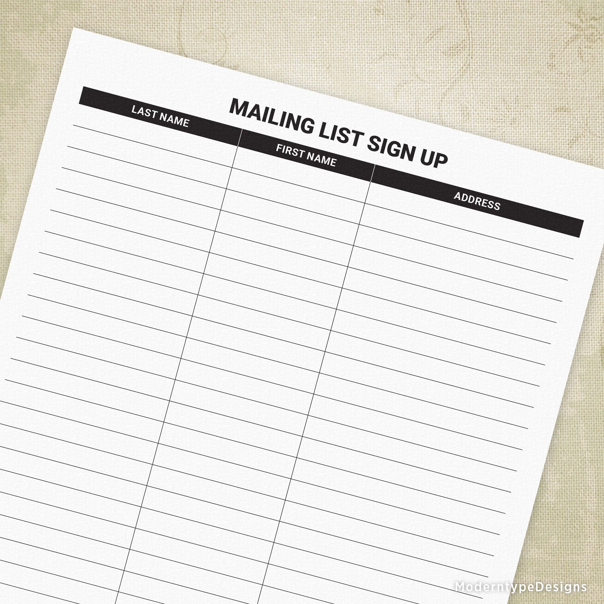 Printable Email List Form Signup Template Printable Email List Form Signup Template