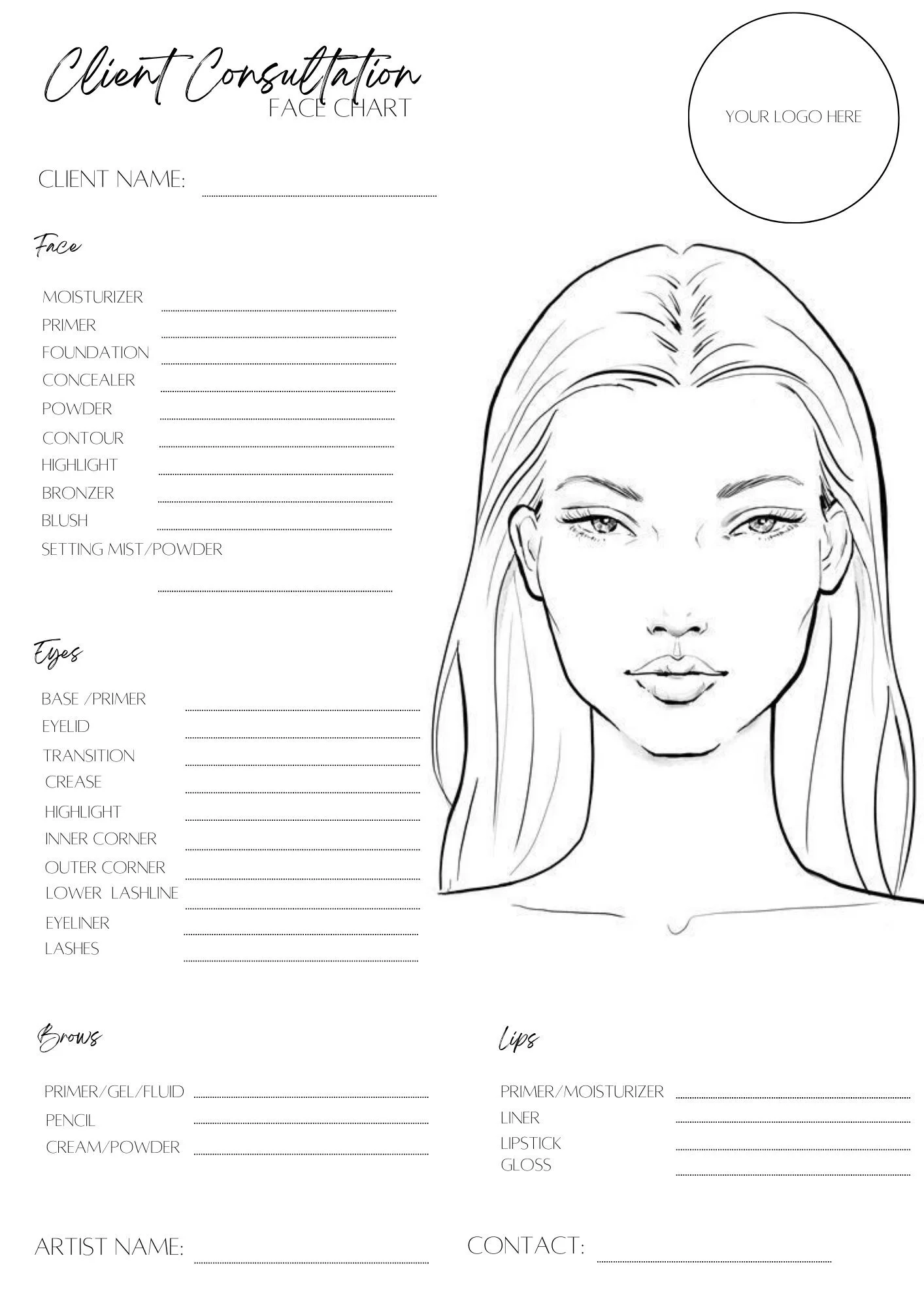 Makeup Face Charts Printable