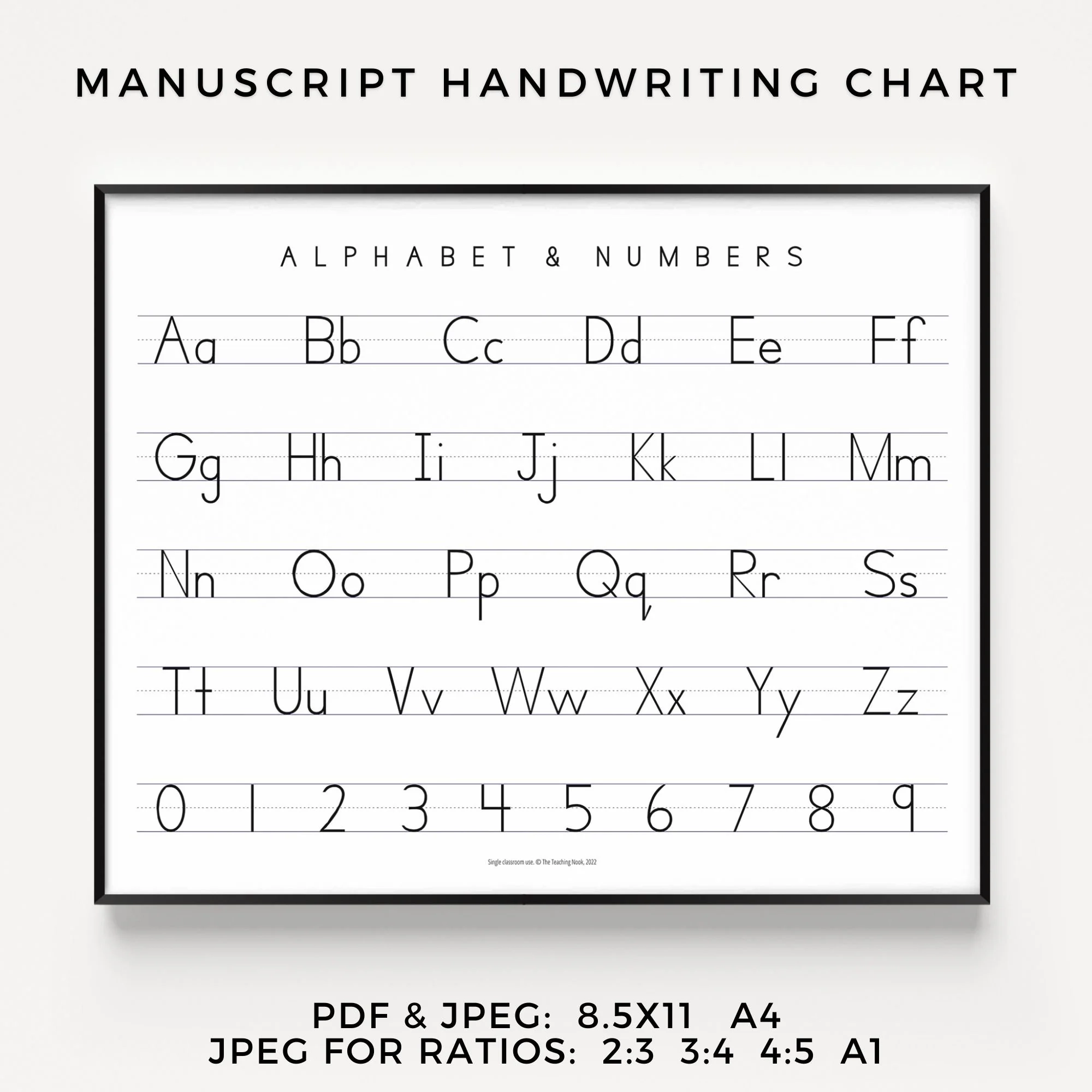 Manuscript Print Handwriting Chart Horizontal Printable Alphabet ABC Poster Homeschool Resources 1st 2nd PDF JPEG Kid s Room D cor Etsy