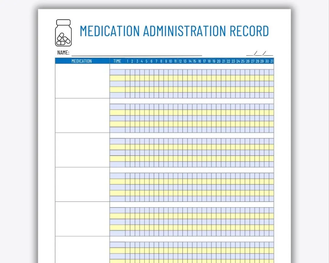 MAR Medication Administration Record Printable Medicine Record Daily Medication Log Health Tracking Sheet Medicine Log Template Etsy