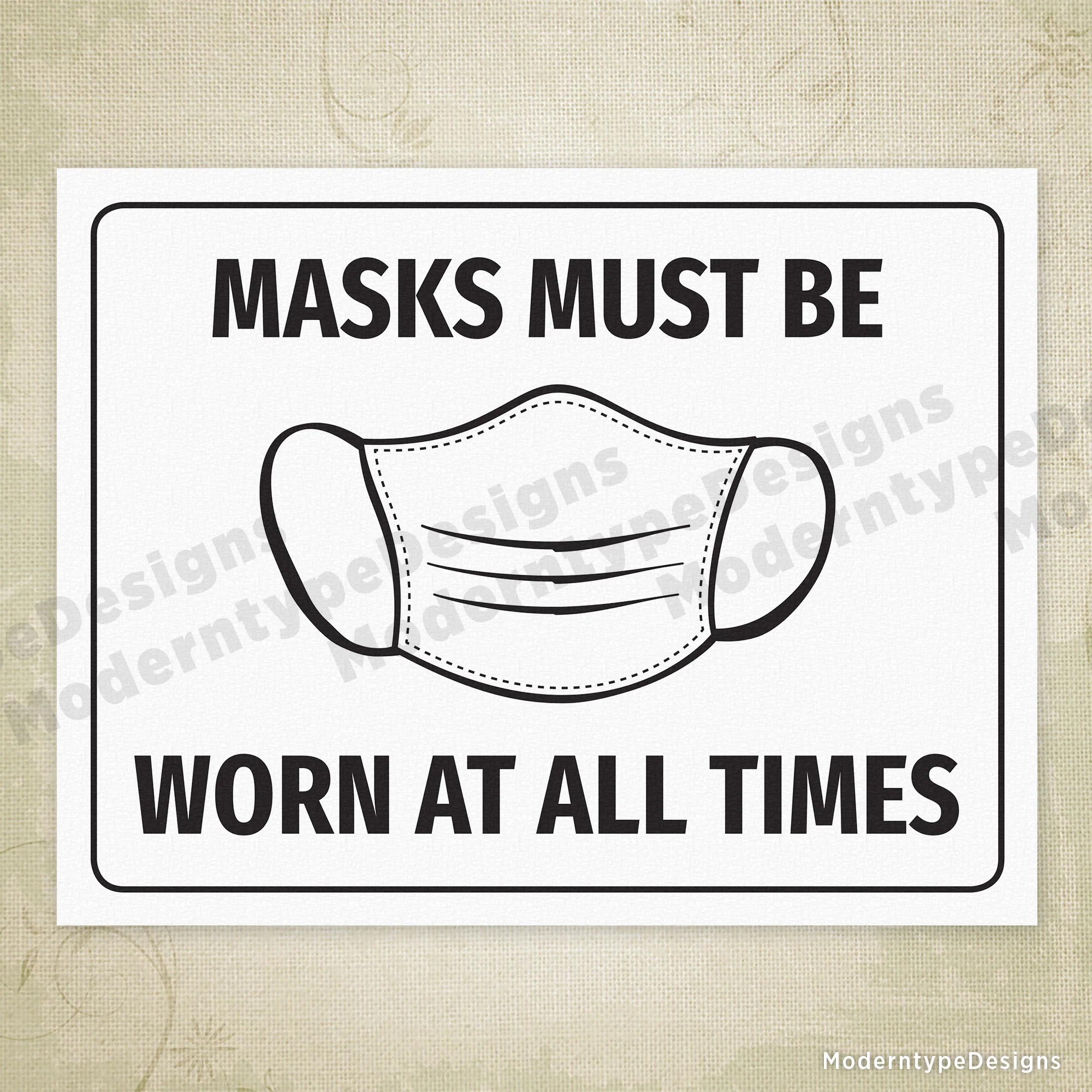 Masks Must Be Worn Printable Sign
