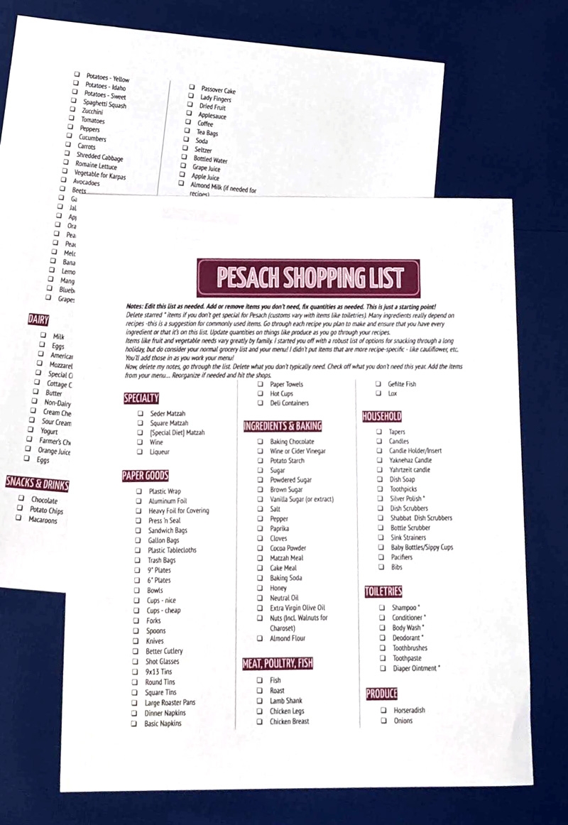 Printable Kosher Grocery List Printable Kosher Grocery List