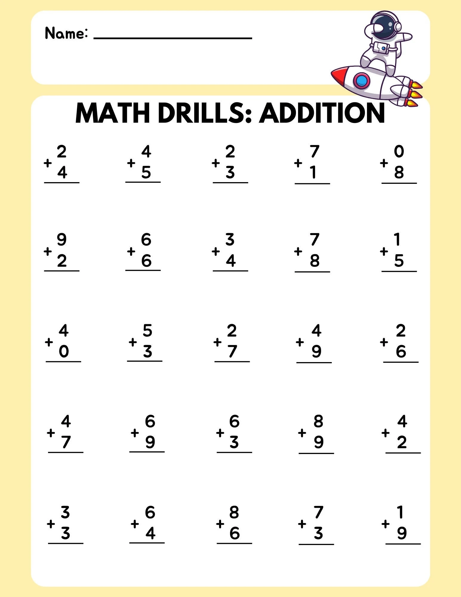 Printable Math Drills List Printable Math Drills List