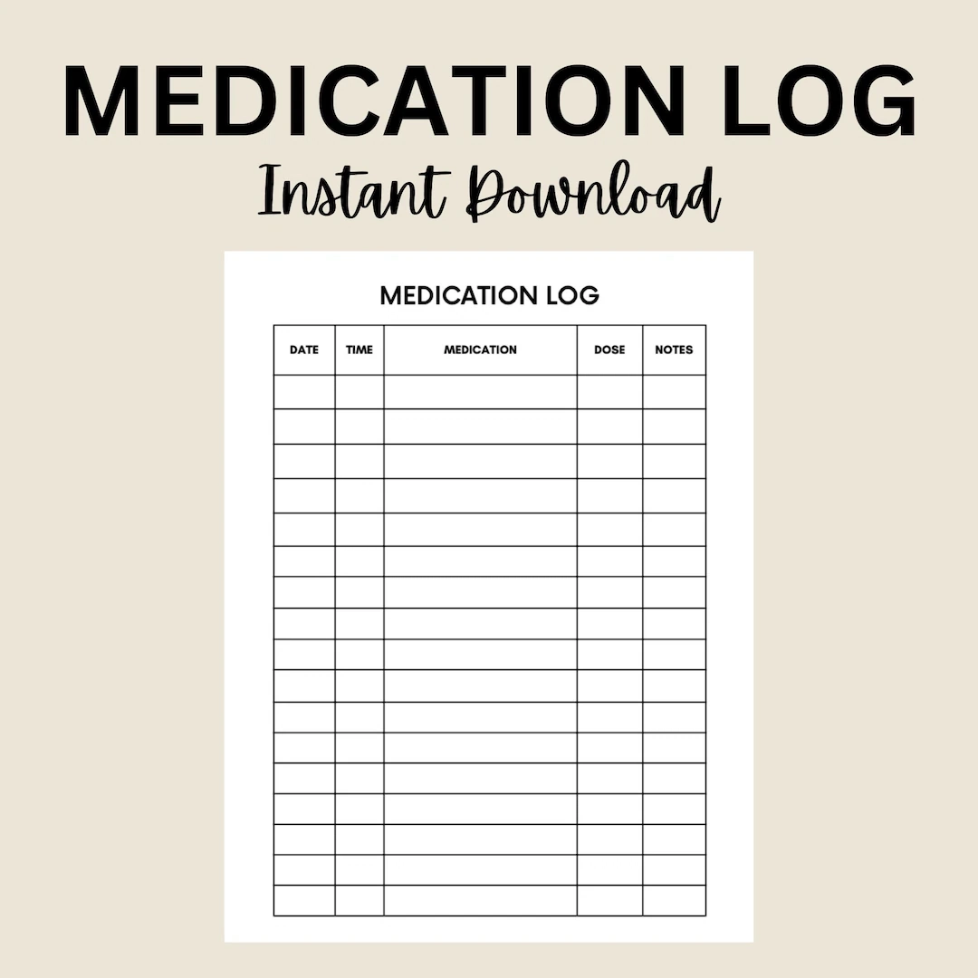 Medication Log Printable Medication Tracker Medication Chart Daily Medication Log Report Schedule Medication List Template Planner PDF Etsy