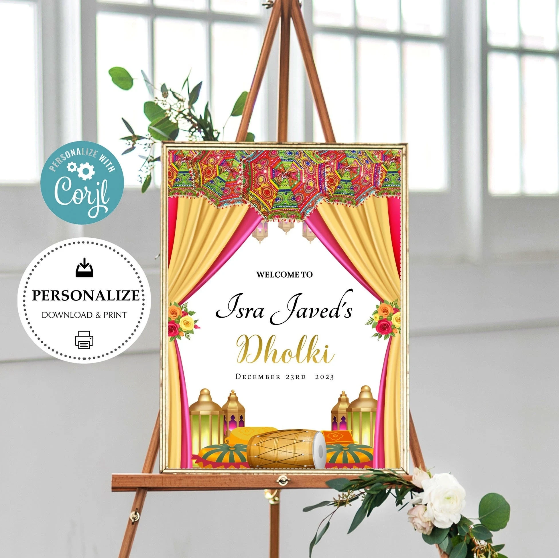 Dholki Welcome Sign Printable Dholki Welcome Sign Printable