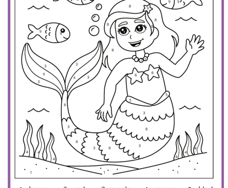 Mermaid Color By Number Pages