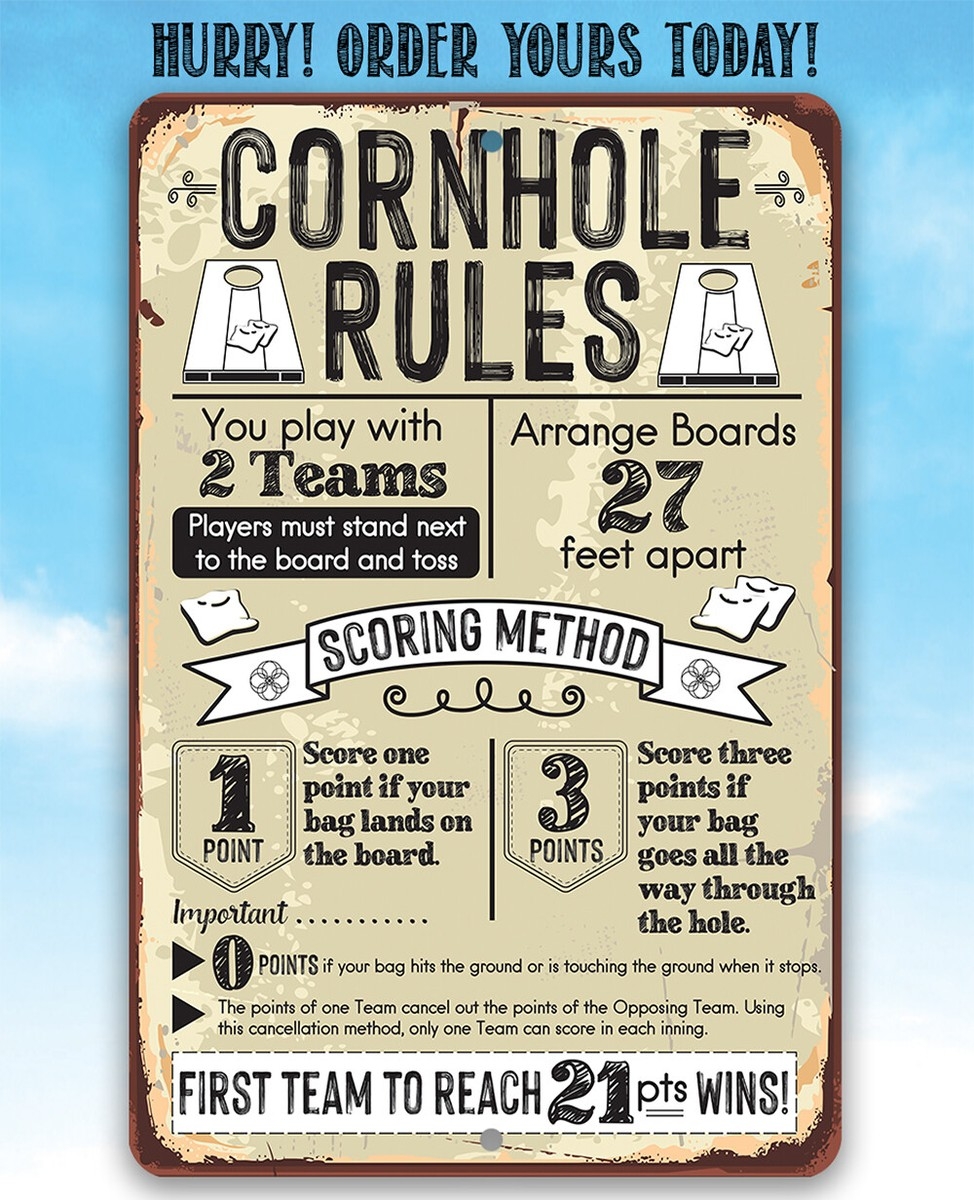 Metal Sign Cornhole Rules Backyard Playground Cornhole Event Competition Decor EBay Metal Sign Cornhole Rules Backyard Playground Cornhole Event Competition Decor EBay