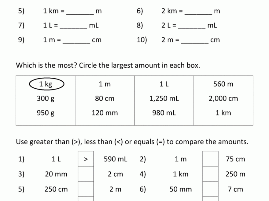 Metric Conversion Worksheet