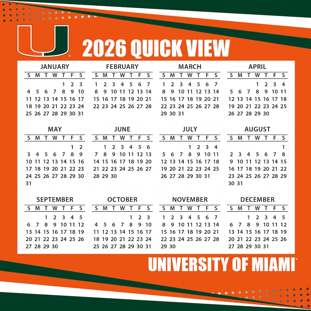 Miami Hurricanes 2026 Box Calendar
