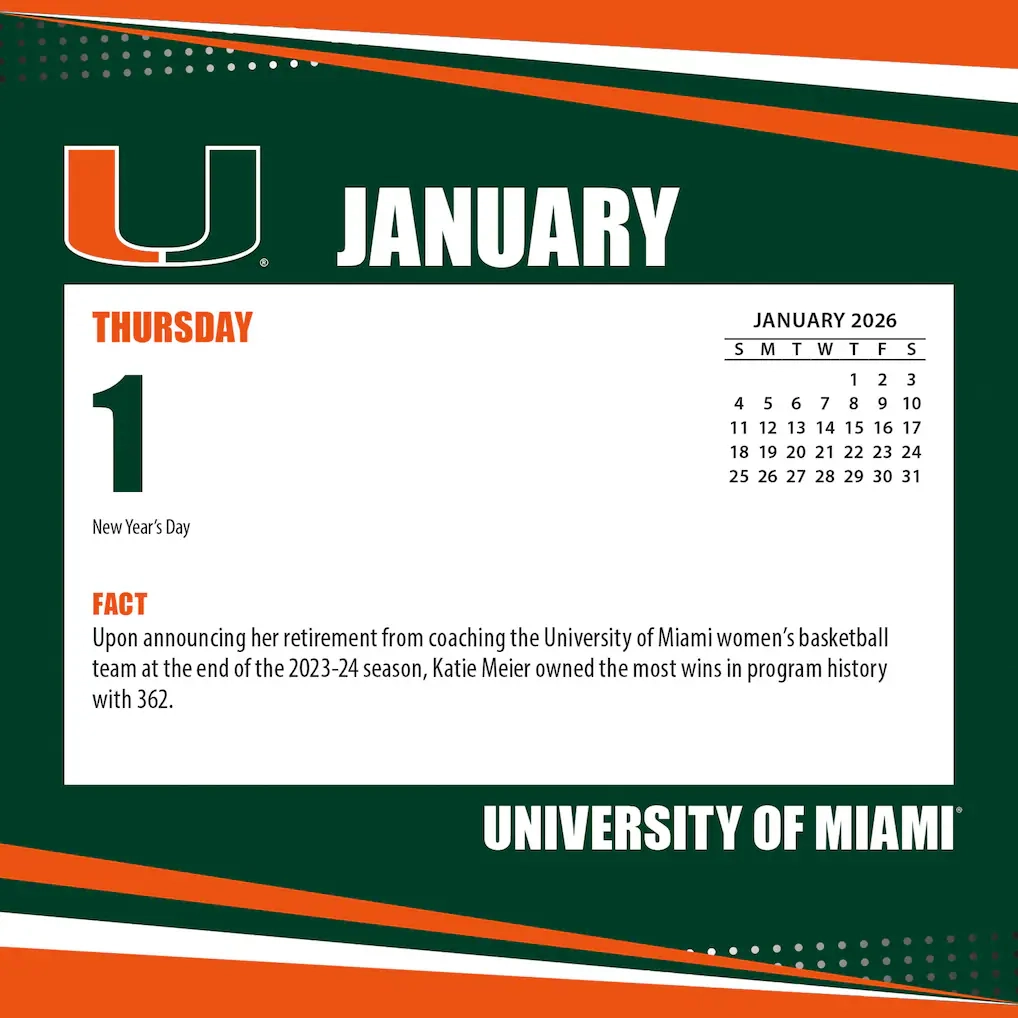 Miami Hurricanes 2026 Box Calendar