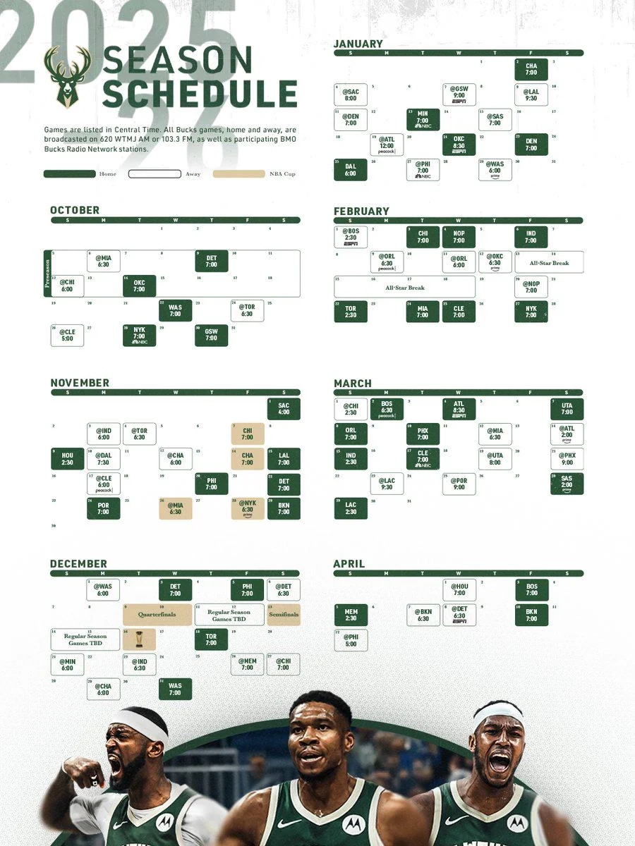 Milwaukee Bucks 2025 26 Schedule R MkeBucks