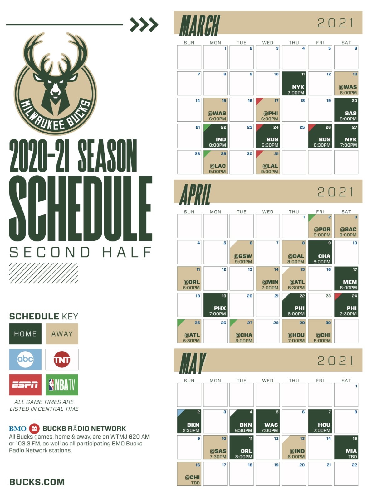 Milwaukee Bucks On X Print And Download The 2nd Half Schedule NOW At Https t co gvjFJN1YRG Https t co krufwzGd3I X