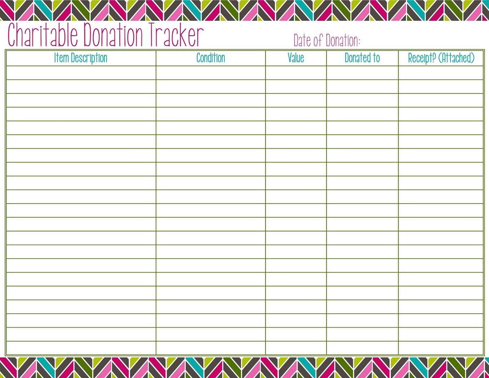 Charatable Donation Printable List