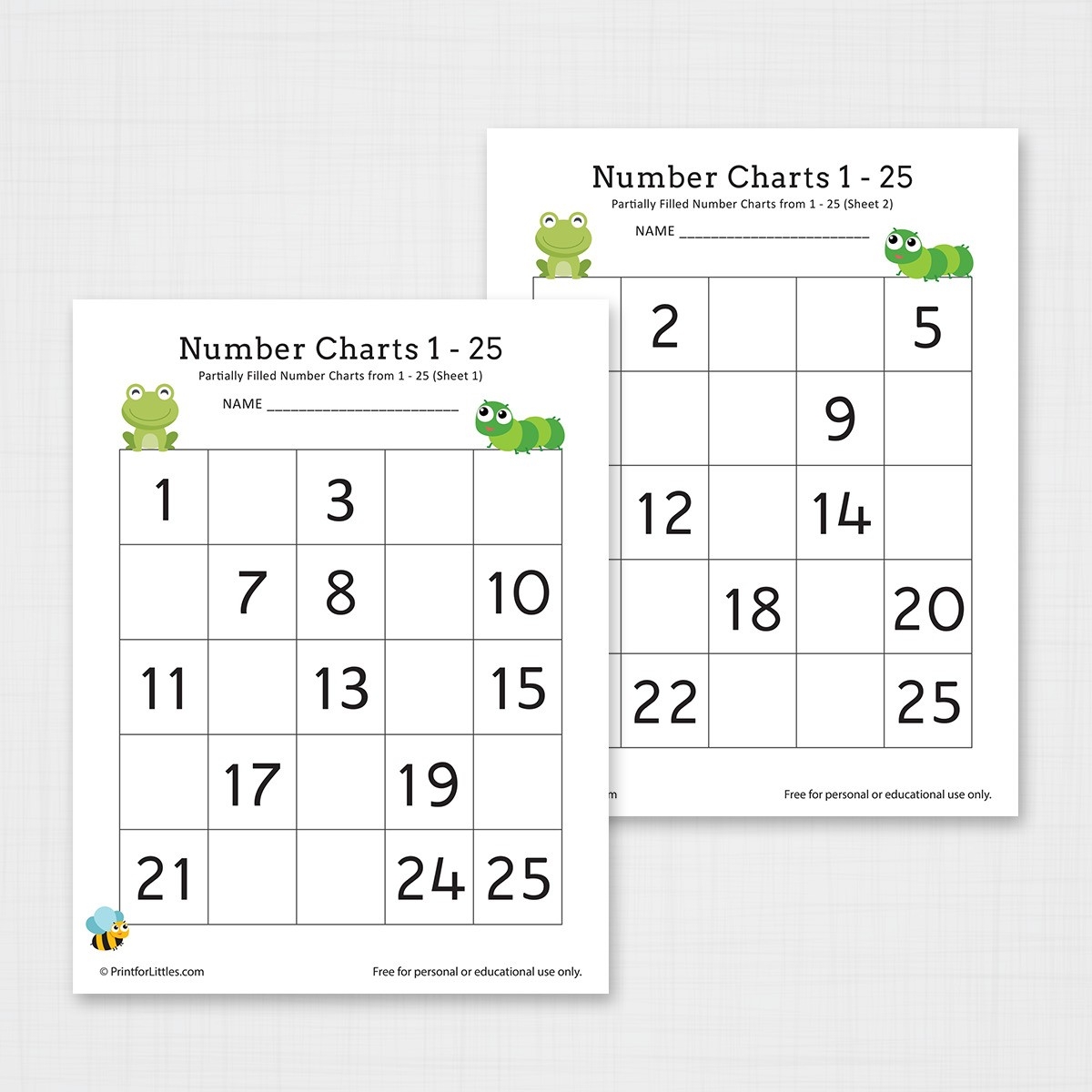 Printable Number Chart 1-25