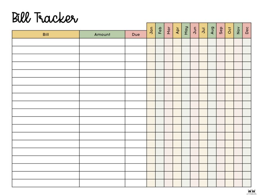 Monthly Bill Organizer Free Printable Printable Party Favors