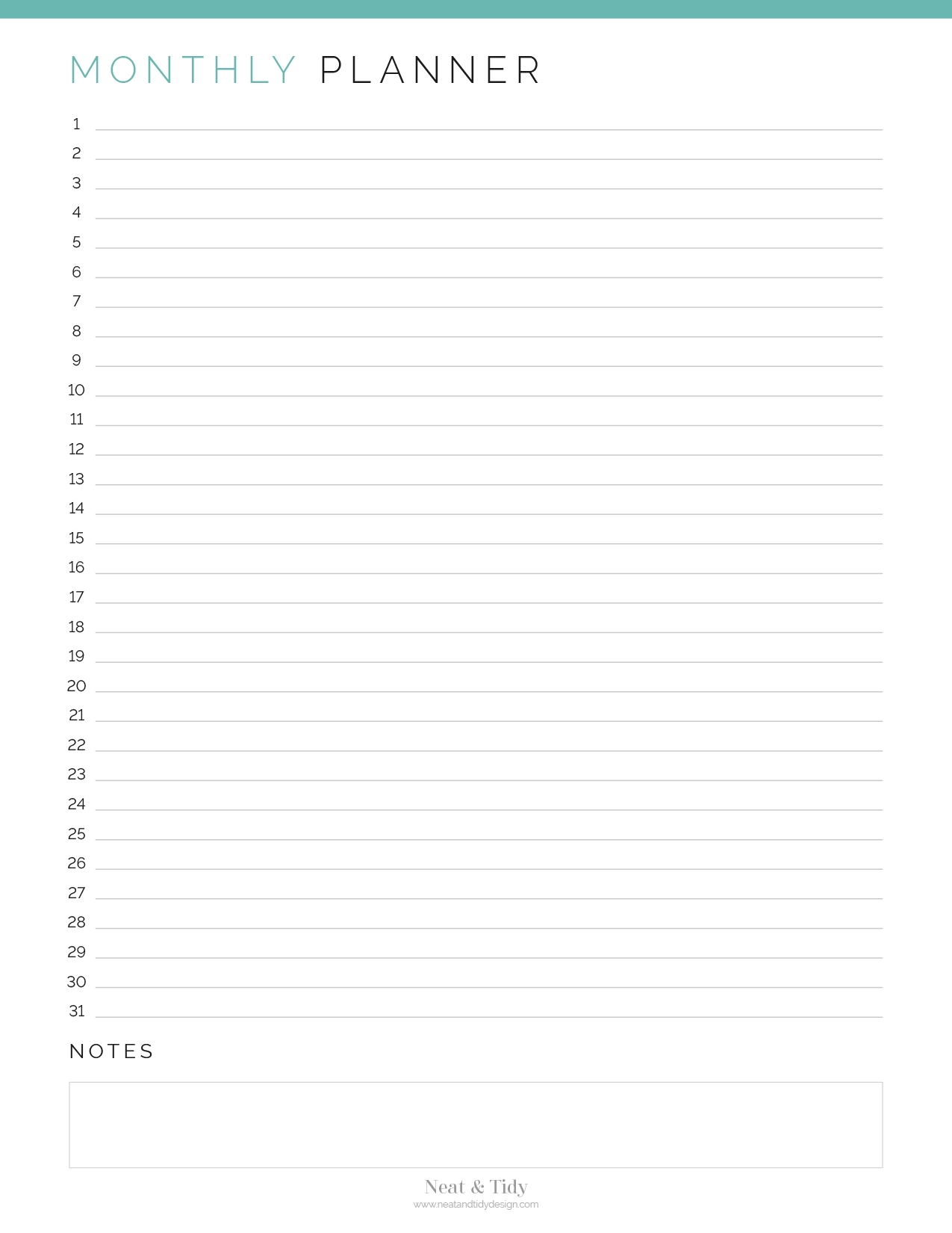 Monthly Planner Calendar List View Neat And Tidy Design Monthly Planner Calendar List View Neat And Tidy Design