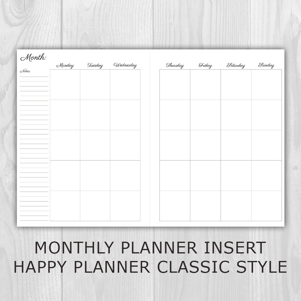 Happy Planner Monthly Planner Printable