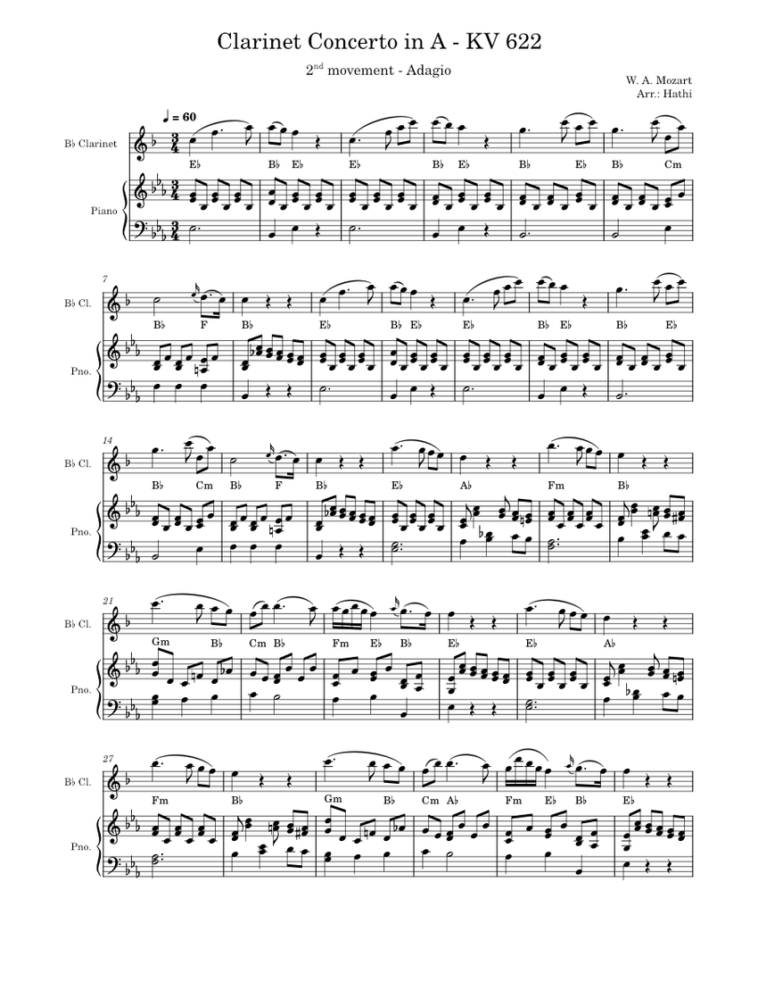 Concerto Clarinet Bb Printable Music Sheet