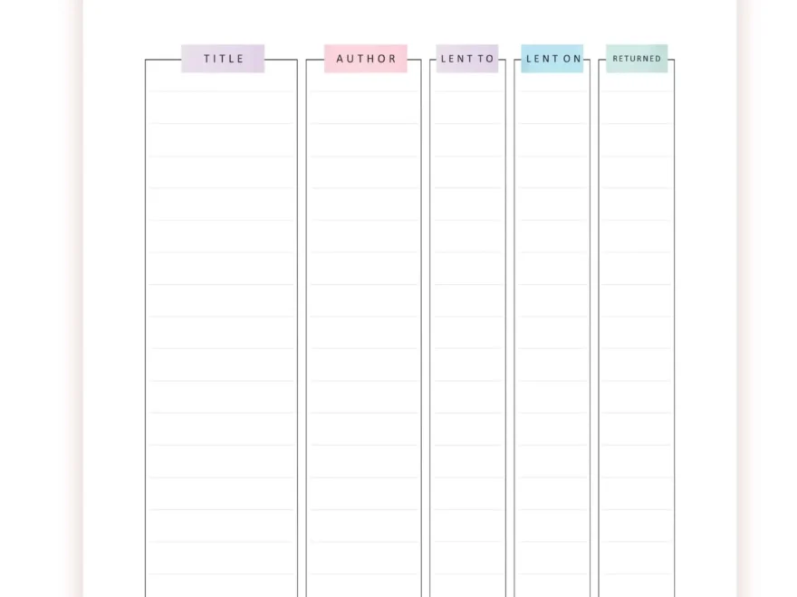 My Library Book Tracker Template Printable M432 Mrsneat