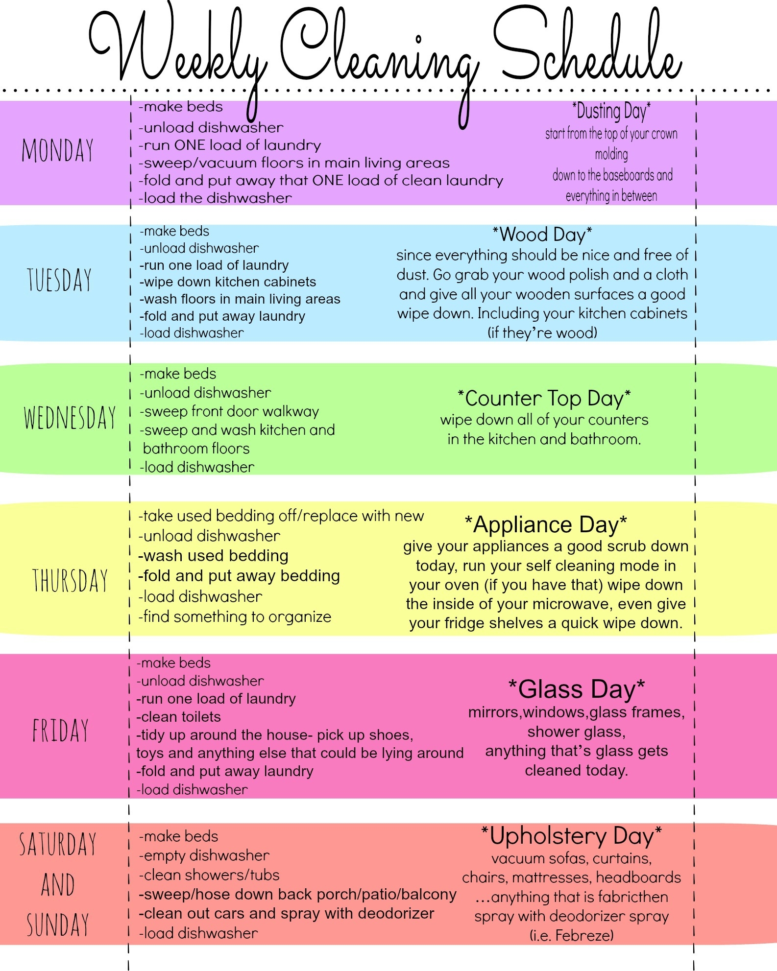 Free Printable Cleaning Schedule