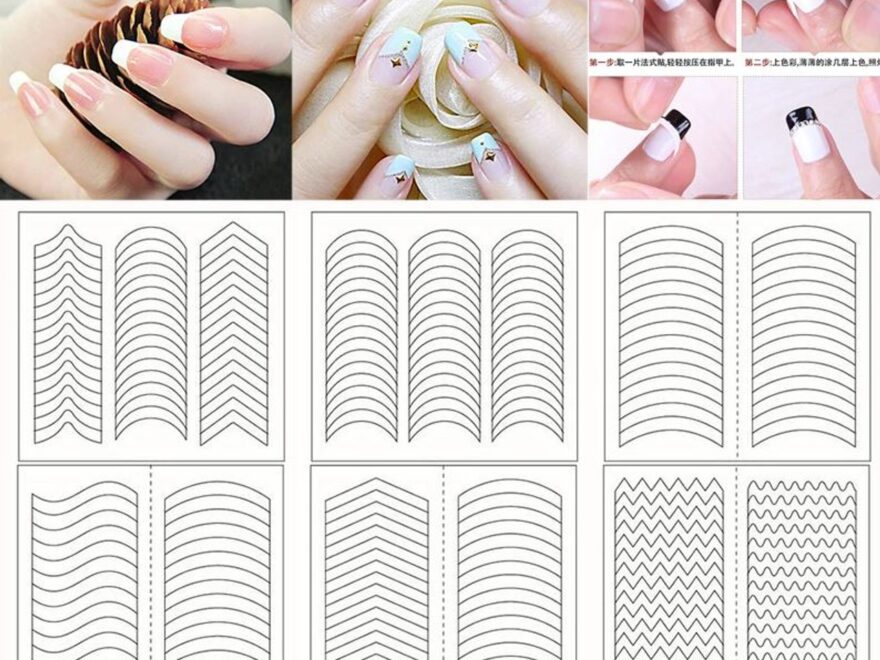 NDI Beauty French Manicure Tip Guide Stencils 8 Sheets 24 Styles Guide