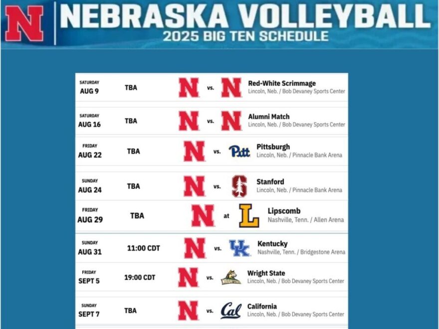 Nebraska Volleyball Schedule 2025 Huskers Volleyball Hub