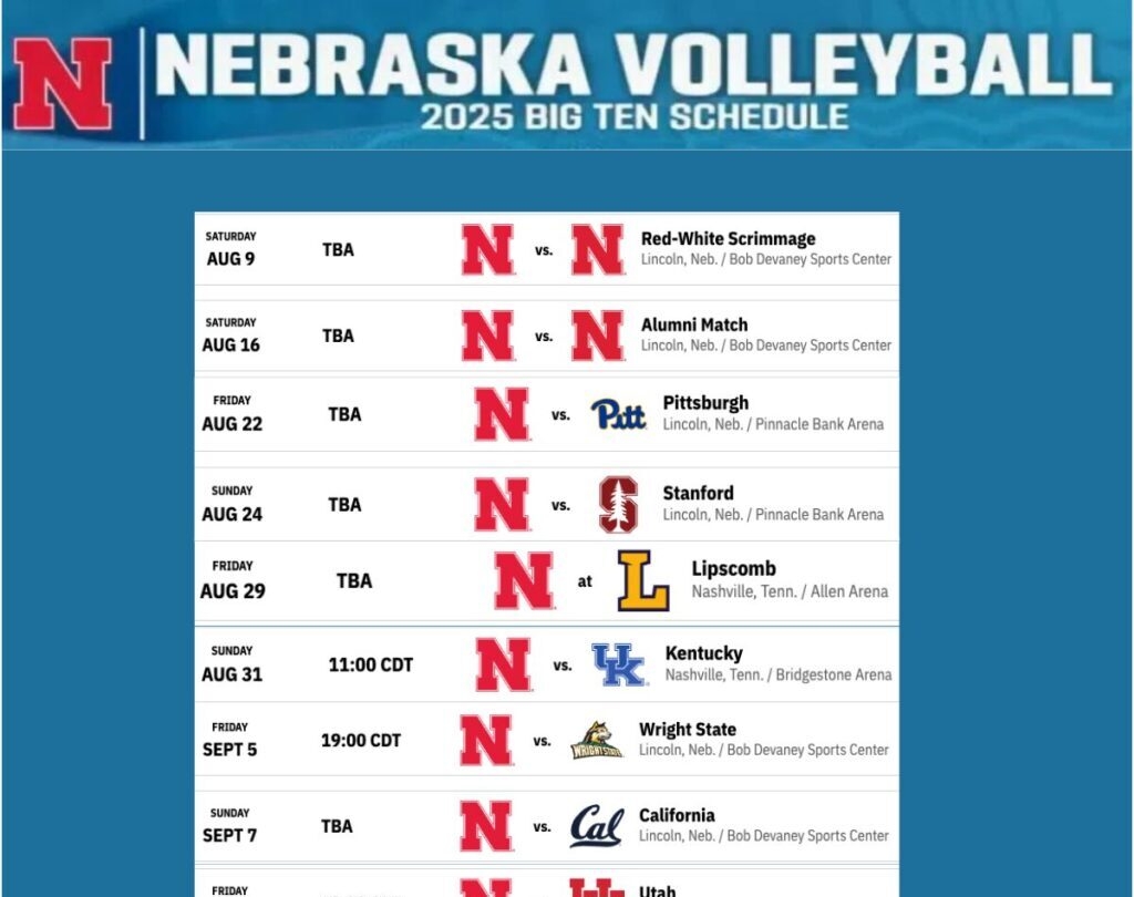 Nebraska Volleyball Schedule 2025 Huskers Volleyball Hub Nebraska Volleyball Schedule 2025 Huskers Volleyball Hub