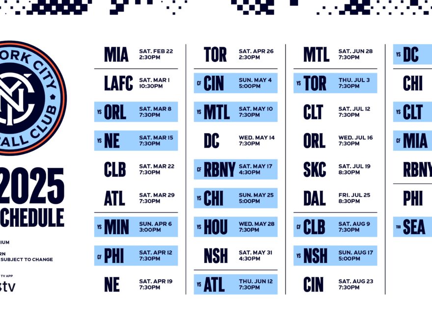 New York City FC Announce 2025 MLS Regular Season Schedule New York City FC