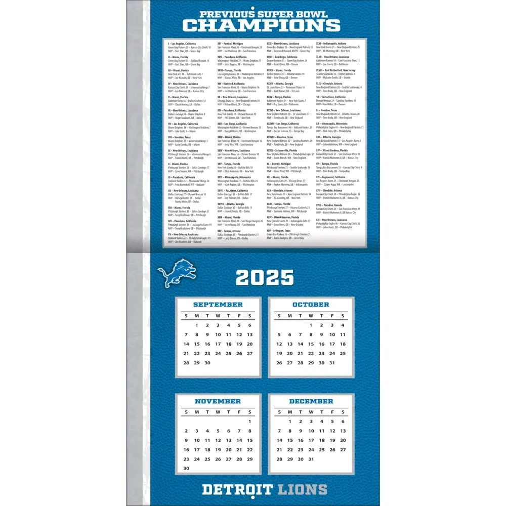 NFL Detroit Lions 2026 Wall Calendar Calendars NFL Detroit Lions 2026 Wall Calendar Calendars