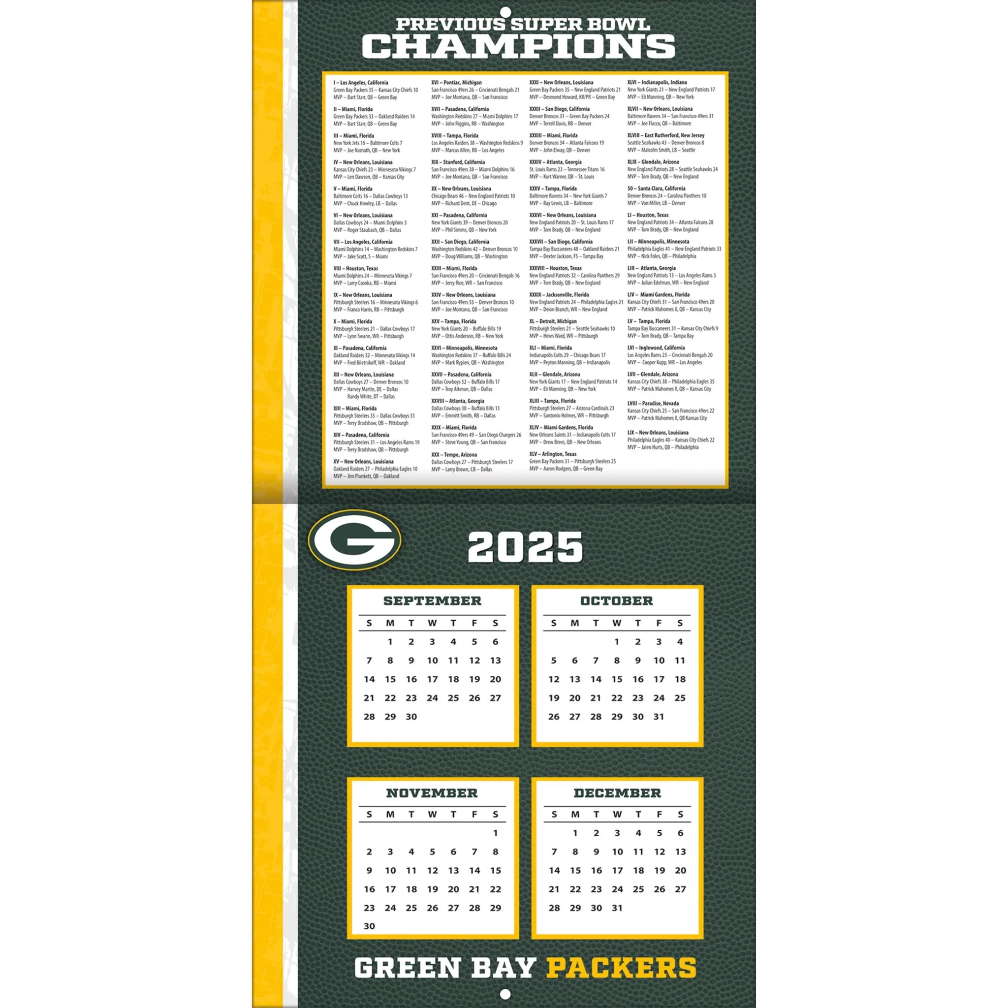 NFL Green Bay Packers 2026 Mini Calendar Online Only NFL Green Bay Packers 2026 Mini Calendar Online Only
