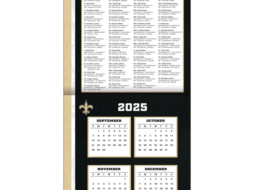NFL New Orleans Saints 2026 Wall Calendar