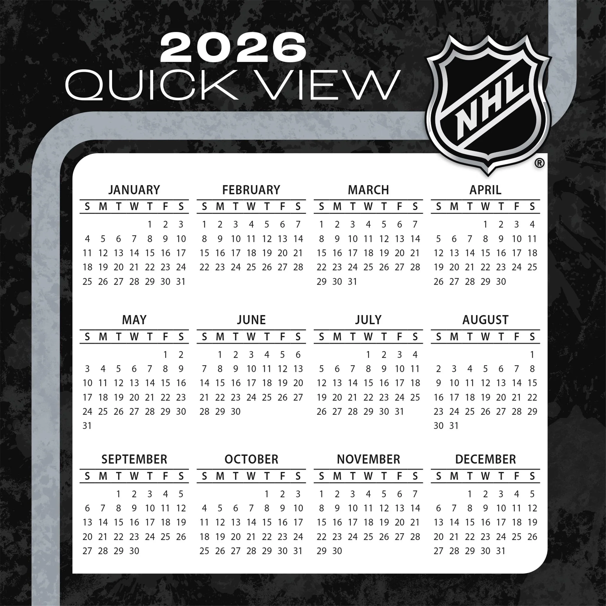 NHL All Team 2026 Box Calendar