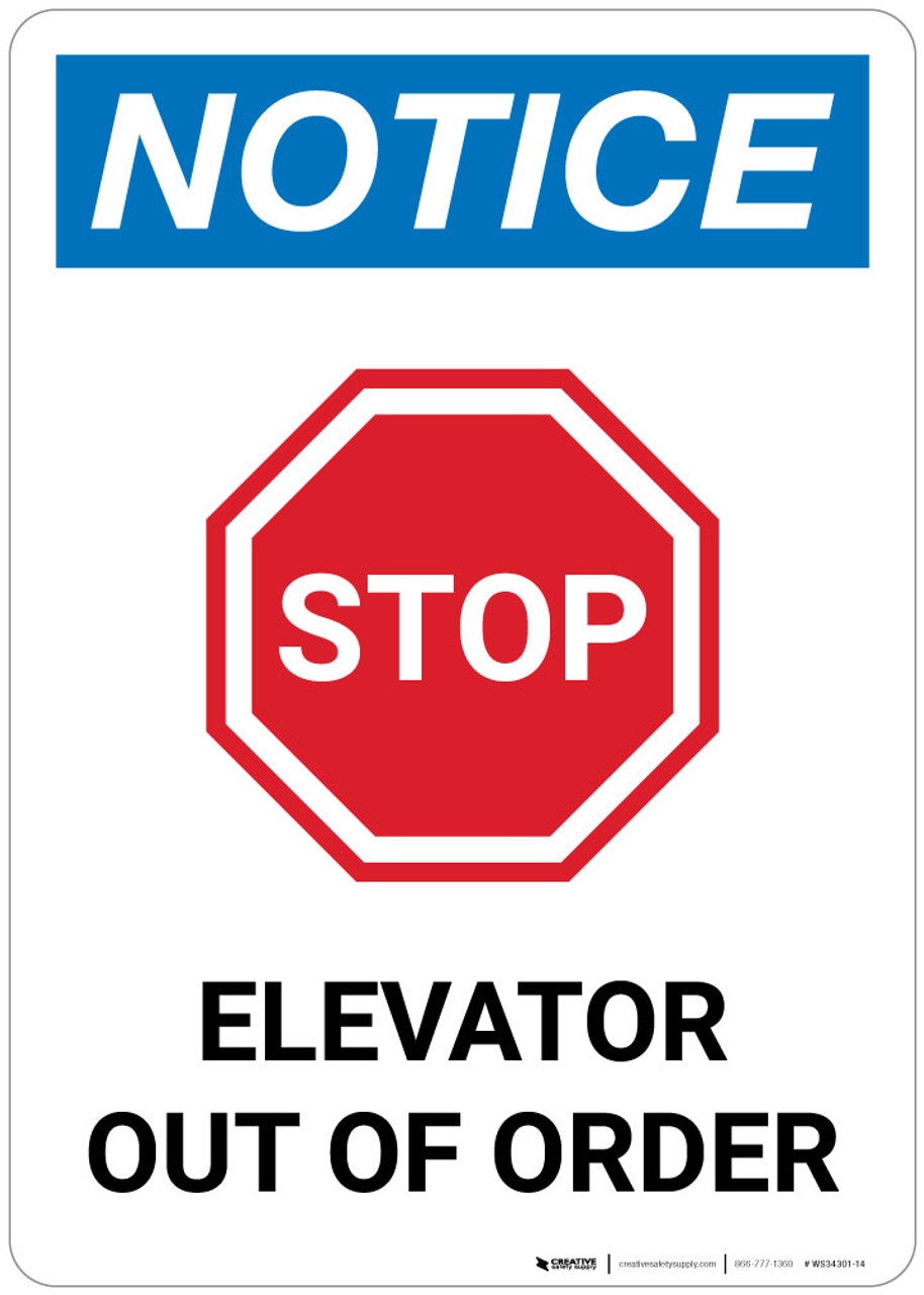 Elevator Out Of Order Sign Printable
