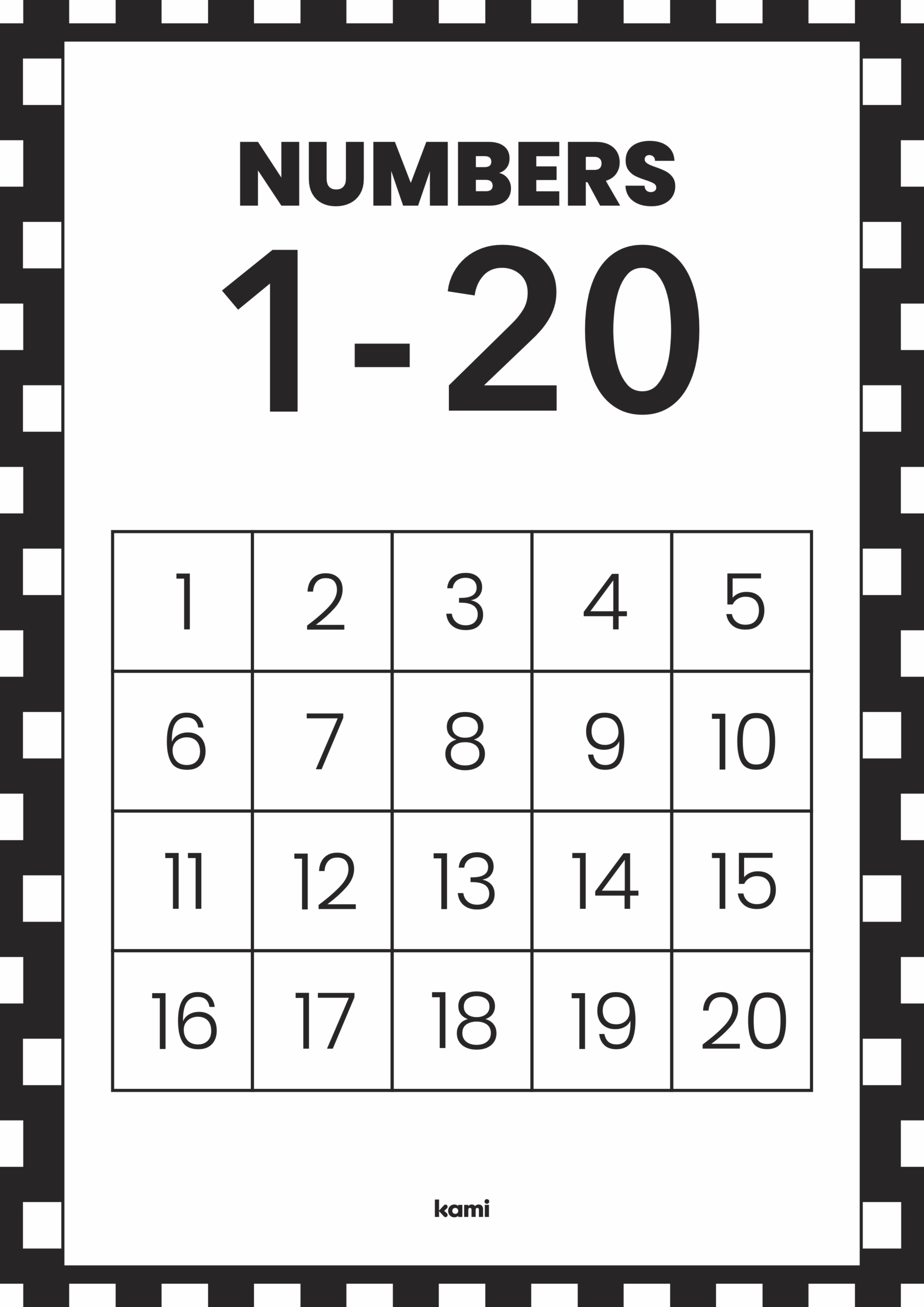 Number Chart 1 20 For Teachers Perfect For Grades 1st 2nd Worksheets Library