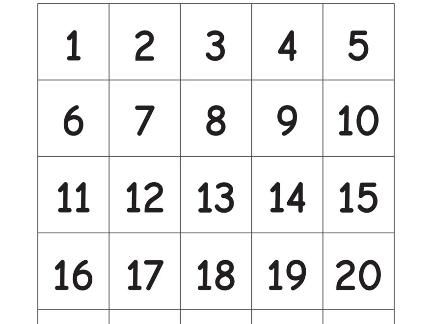 Number Chart 1 25 Printable