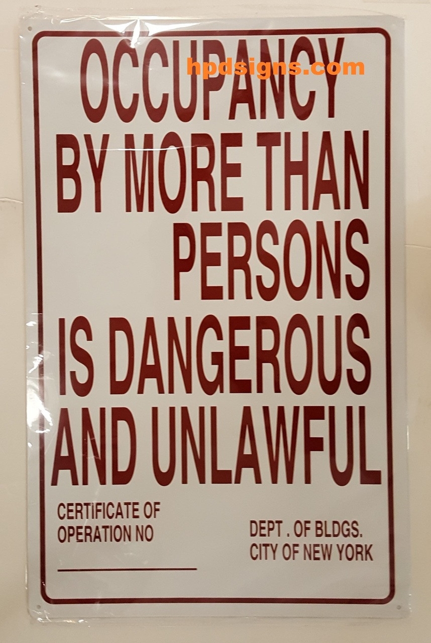 NYC MAXIMUM OCCUPANCY Sign