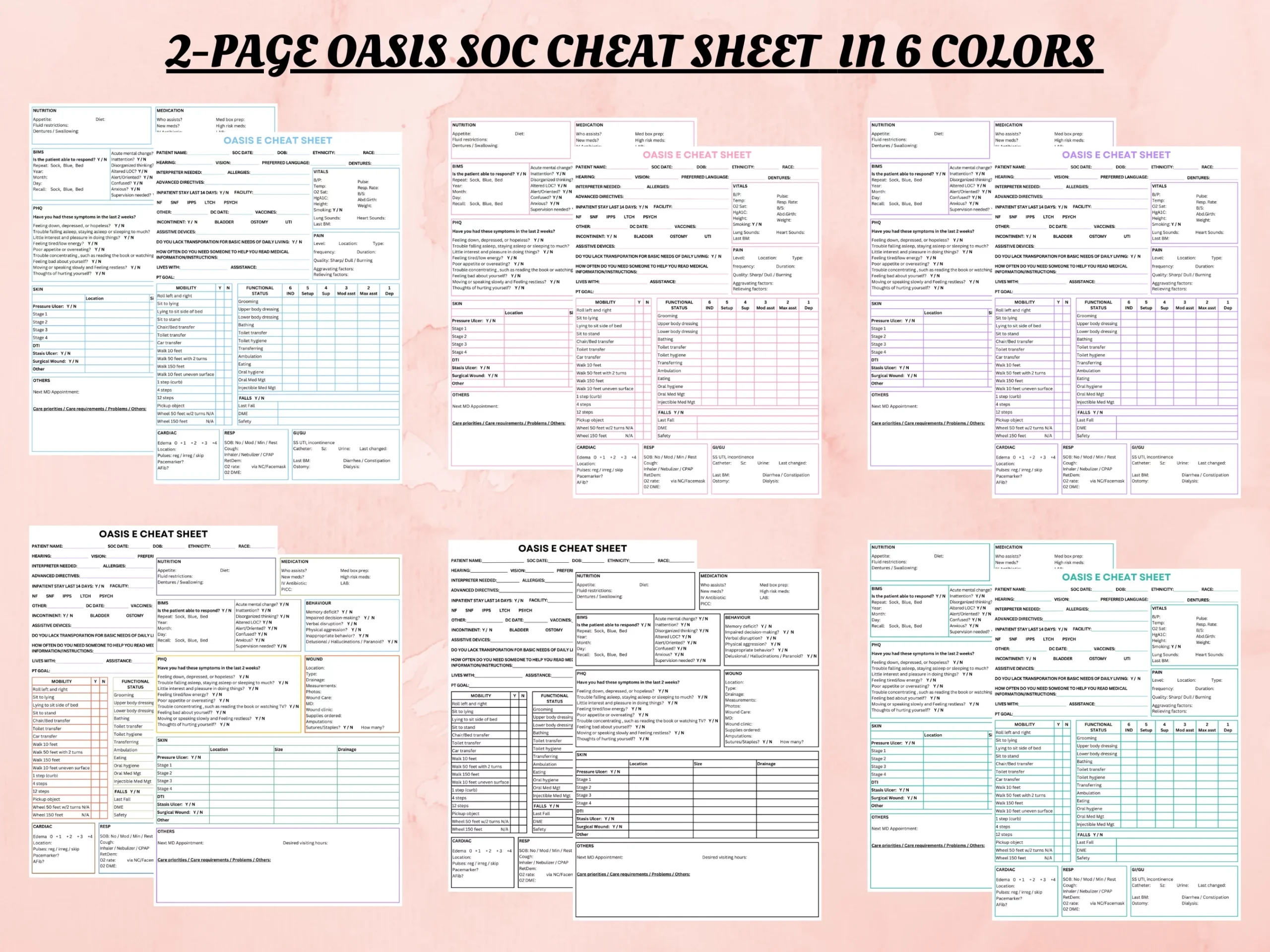 Printable Oasis Assessment Cheat Sheet