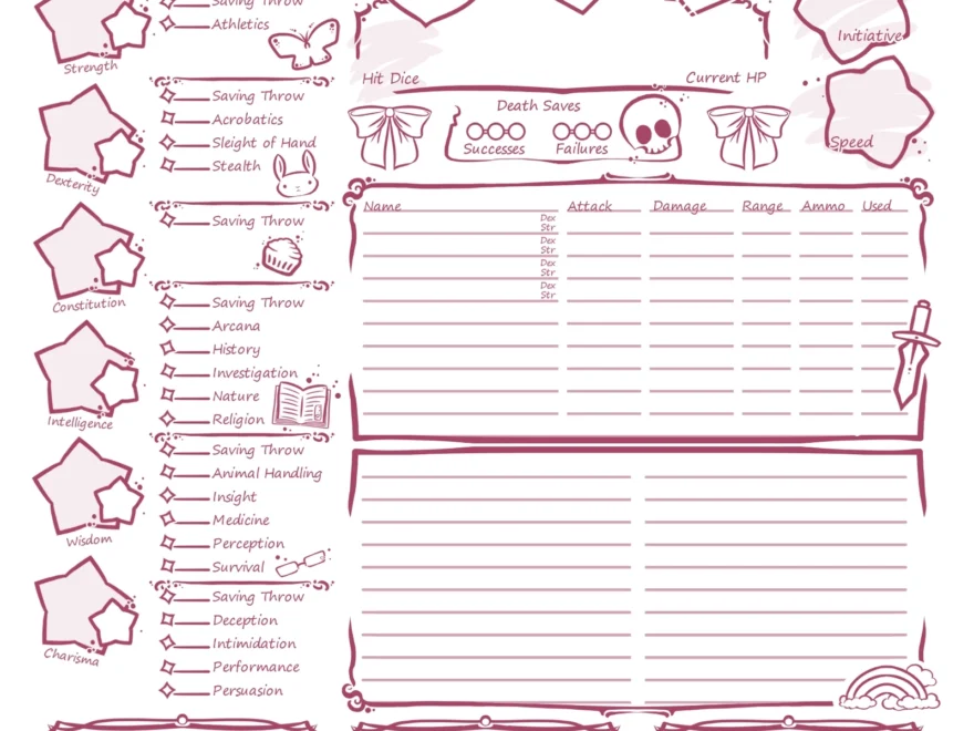 OC 5e Cute Stylized Character Sheet R DnD