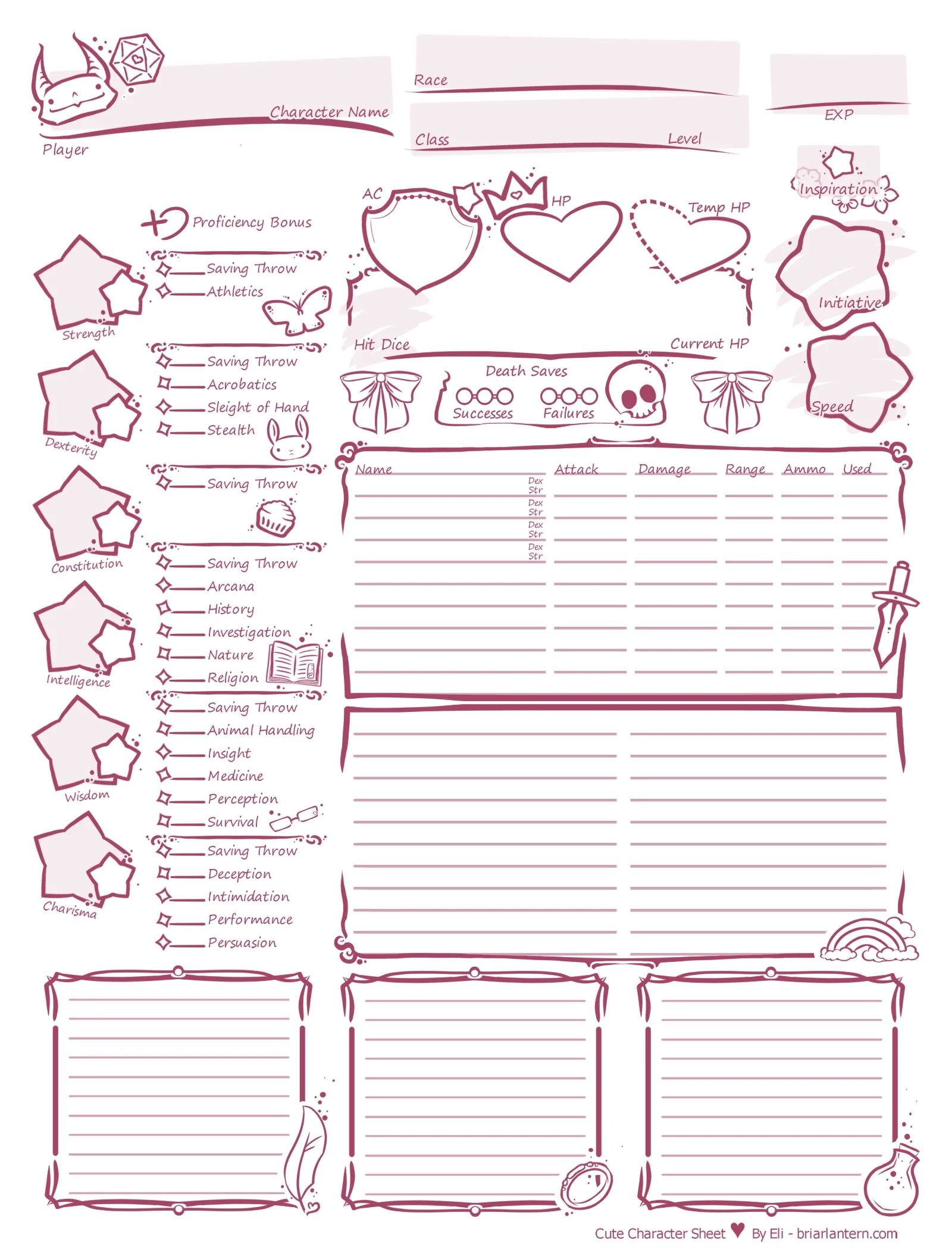 OC 5e Cute Stylized Character Sheet R DnD