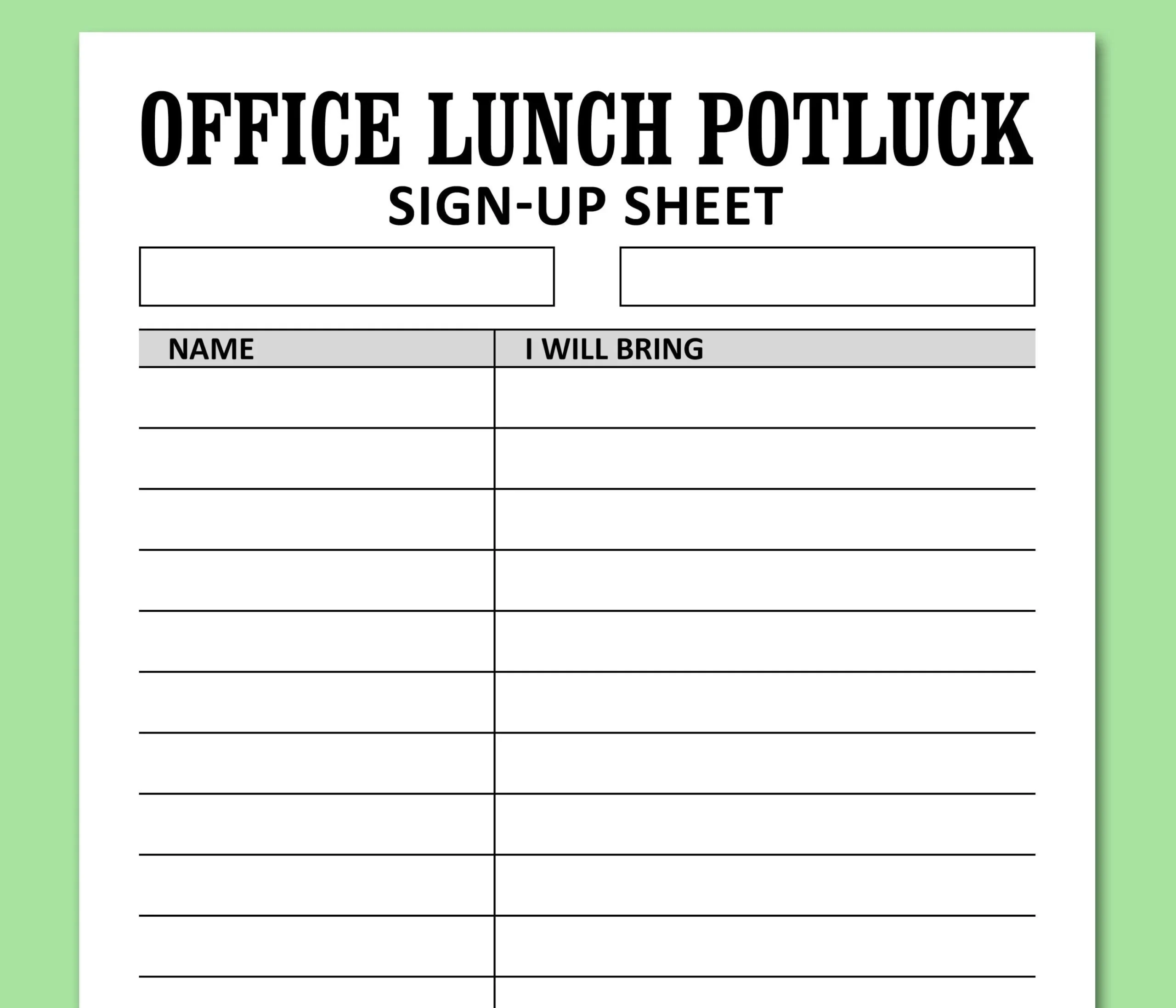 Food Sign Up Sheet Printable Food Sign Up Sheet Printable