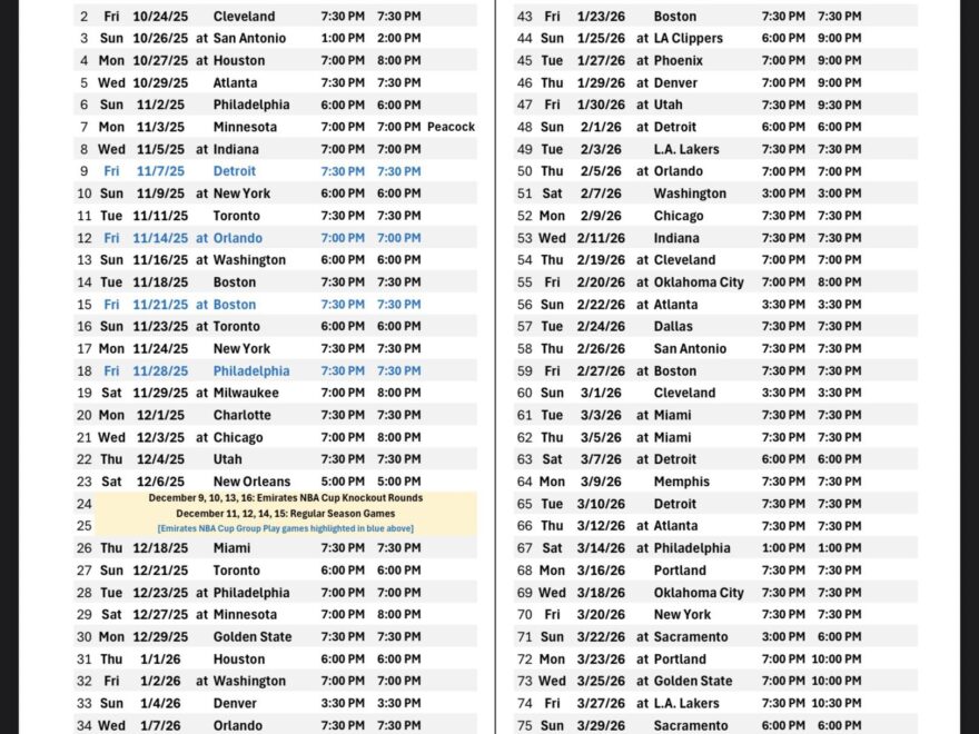 Official 2025 2026 Schedule First Game Vs The Hornets Home Opener Vs The Cavs R GoNets